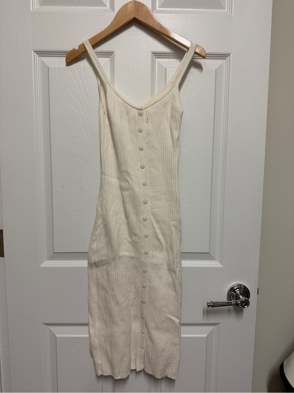 Abercrombie & Fitch Ribbed Button-Front Slip Sweater Dress